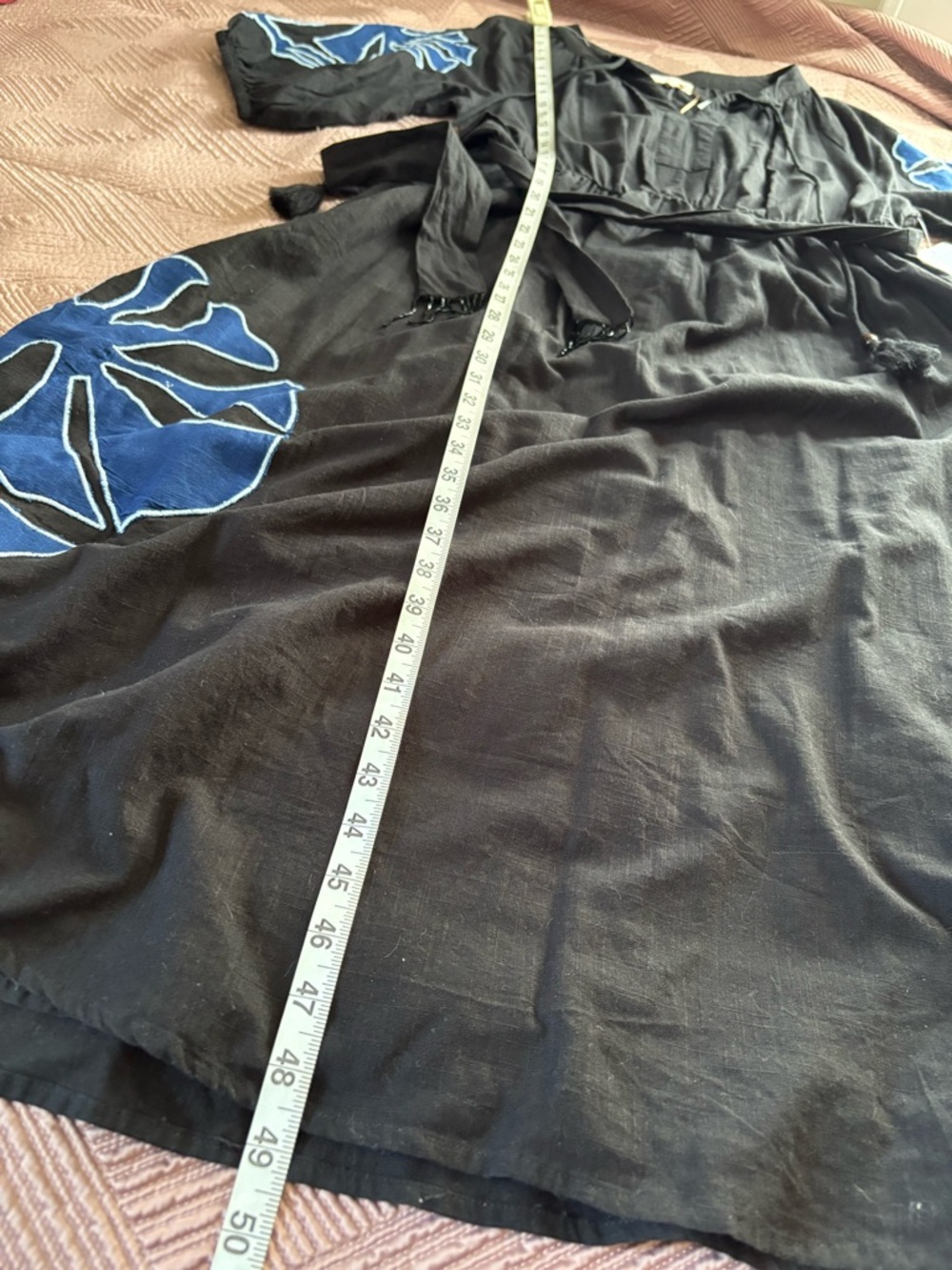 NWT Ciebon Tiana black blue embroidered midi dress sz large - Picture 6 of 12